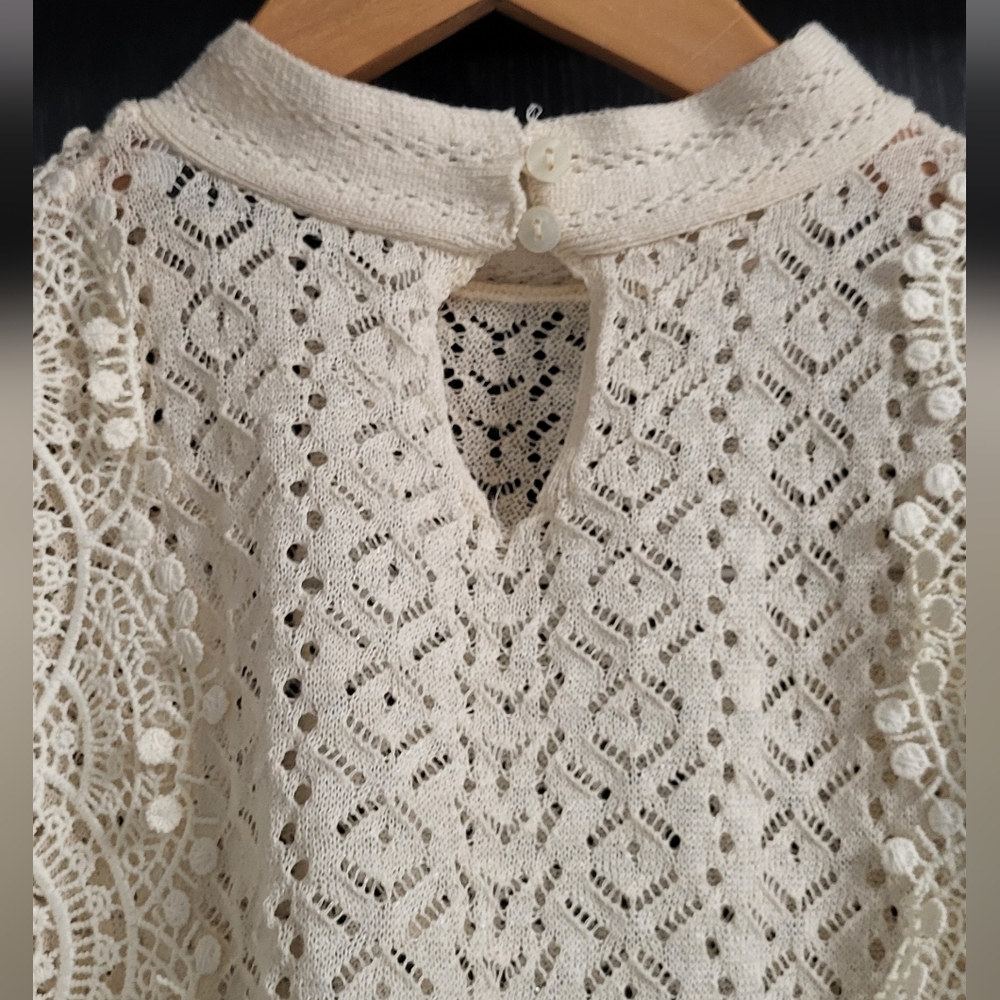 Elegant Cream Lace Blouse - Picture 12 of 12